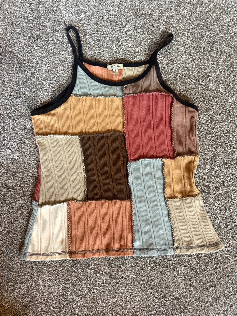 Patchwork Rib-Knit Tank Top in Multicolor